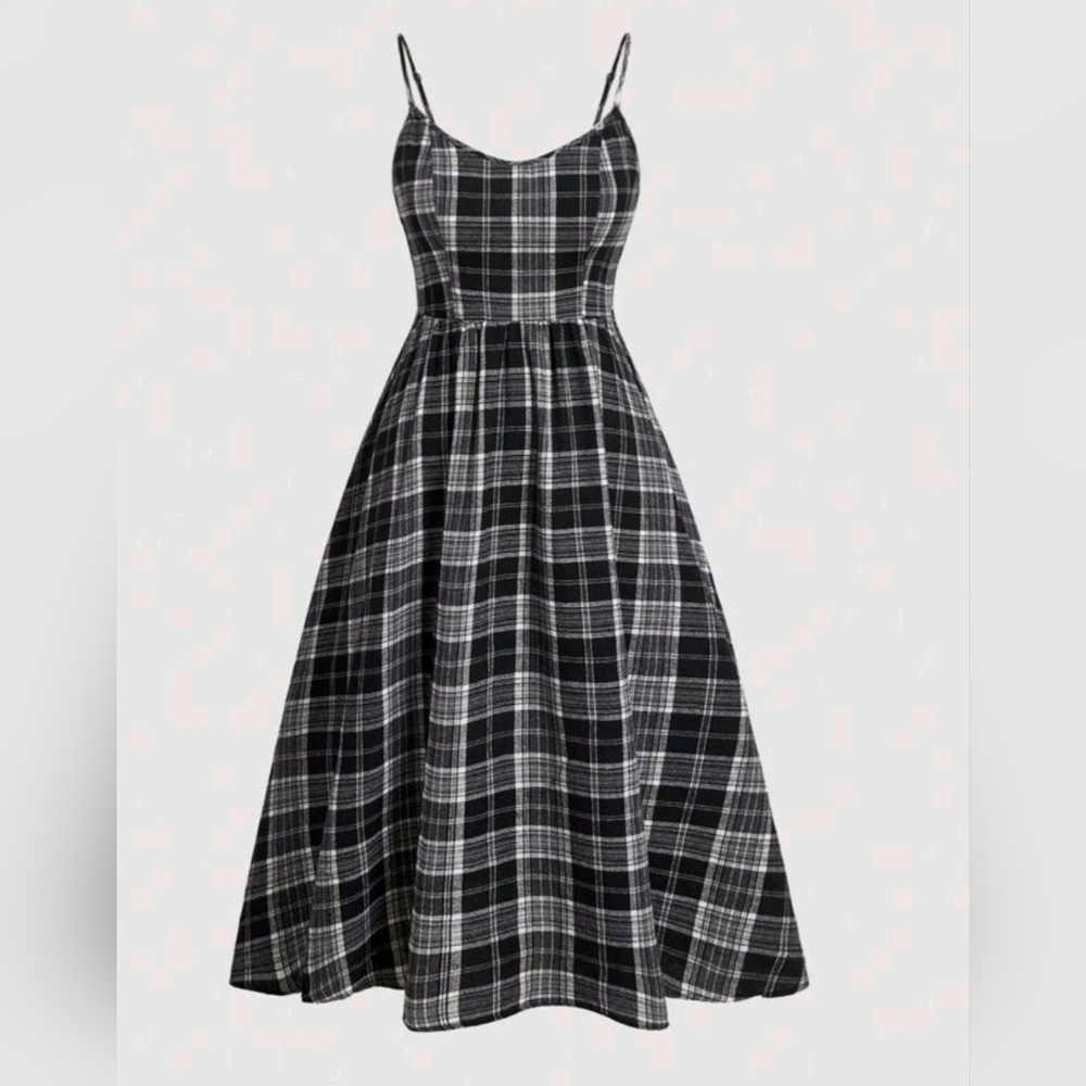 Plaid Black and White Women's Dress